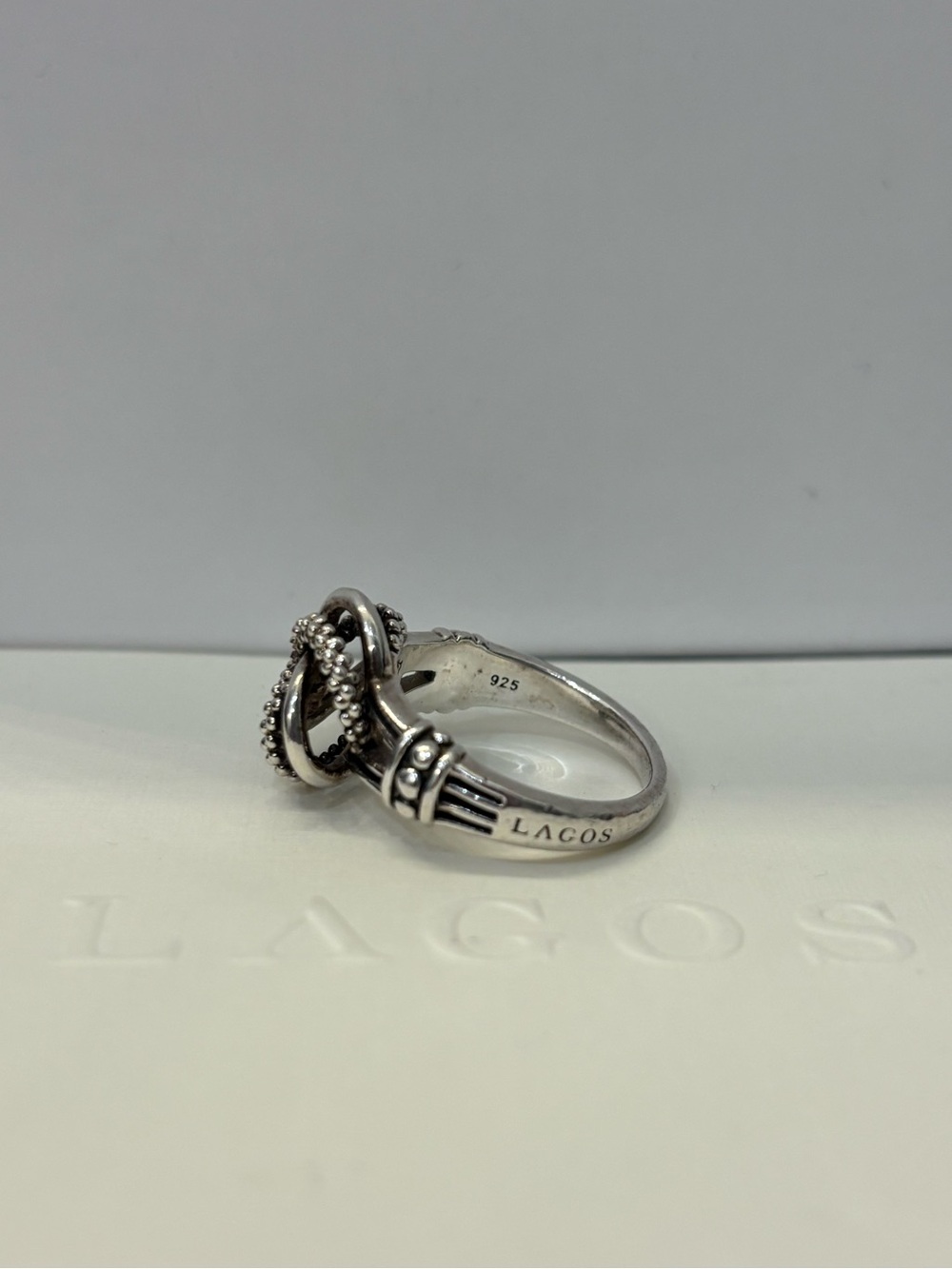 SOLD LAGOS Silver love knot Caviar Ring - Picture 2 of 3